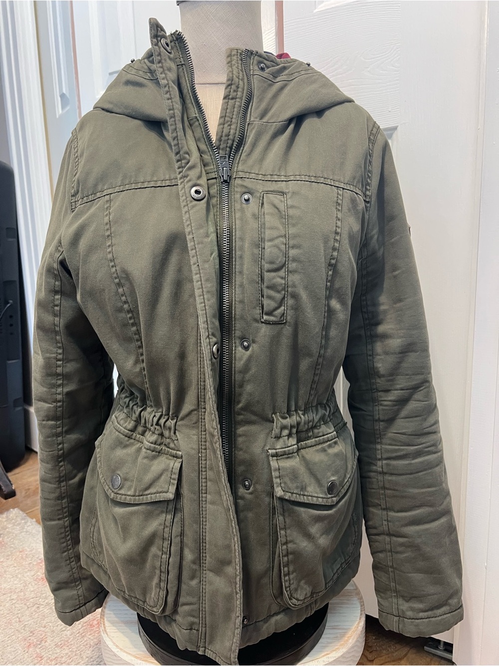 Hollister Olive Green Hooded Utility Jacket